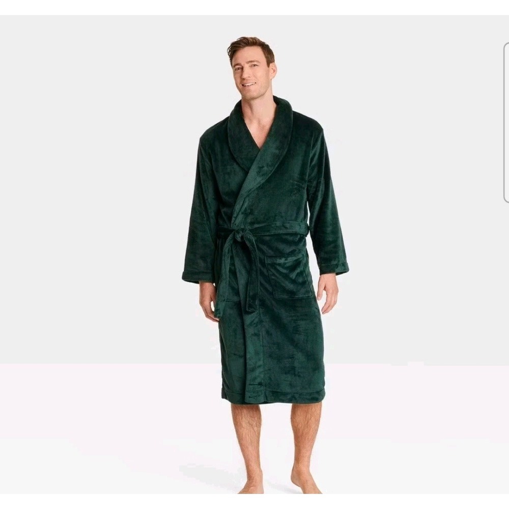 Goodfellow & Co Mens Plush Fleece Robe Forest Green S/M New With Tags